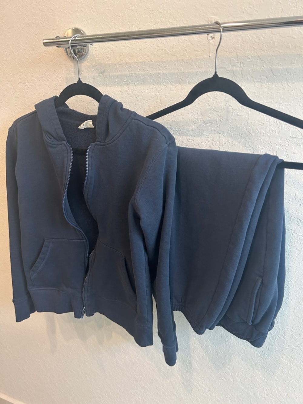 Pact Organic Brushed Fleece Women's Navy Zip Hoodie & Joggers Set